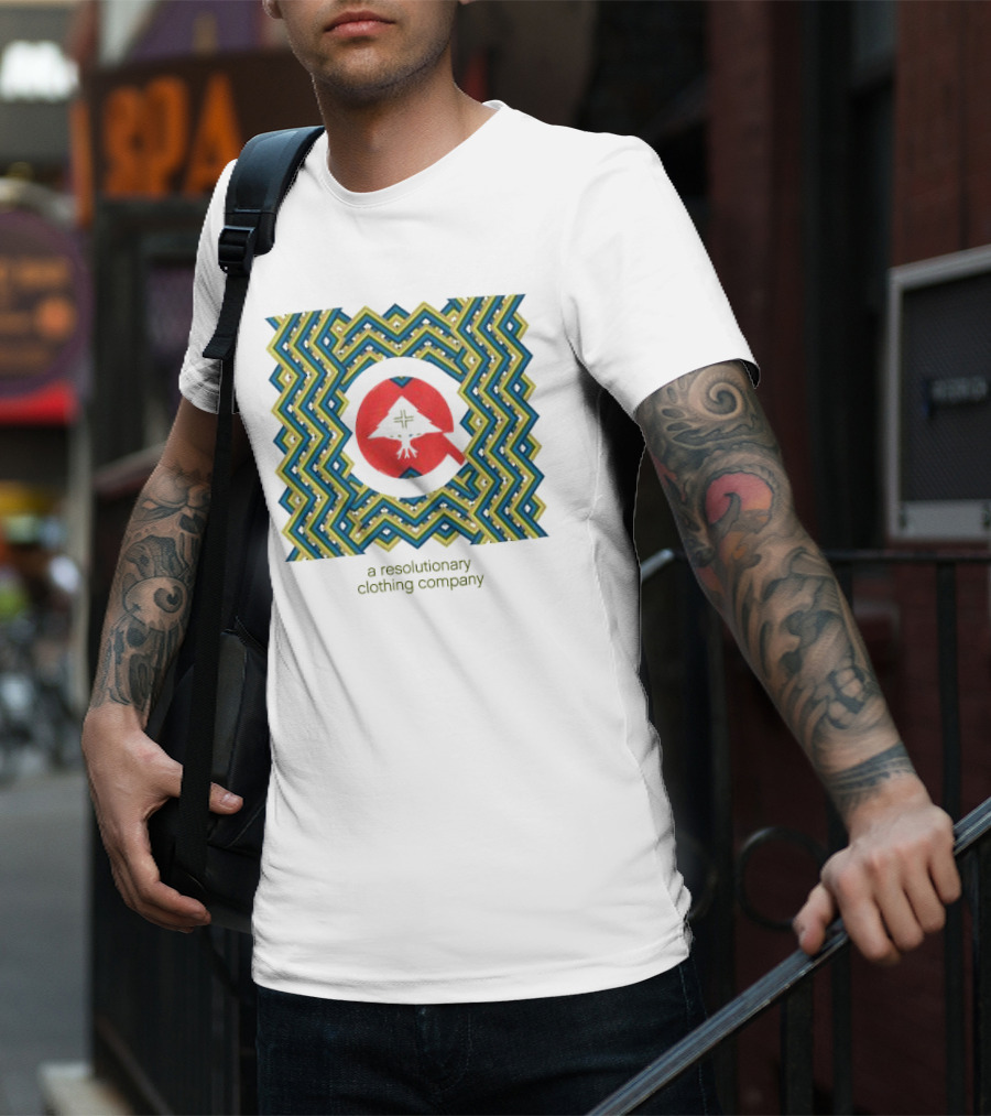 Tribesmen Cycle A Resolutionary Clothing Company Bold Geometric Pattern With Red White T-Shirt