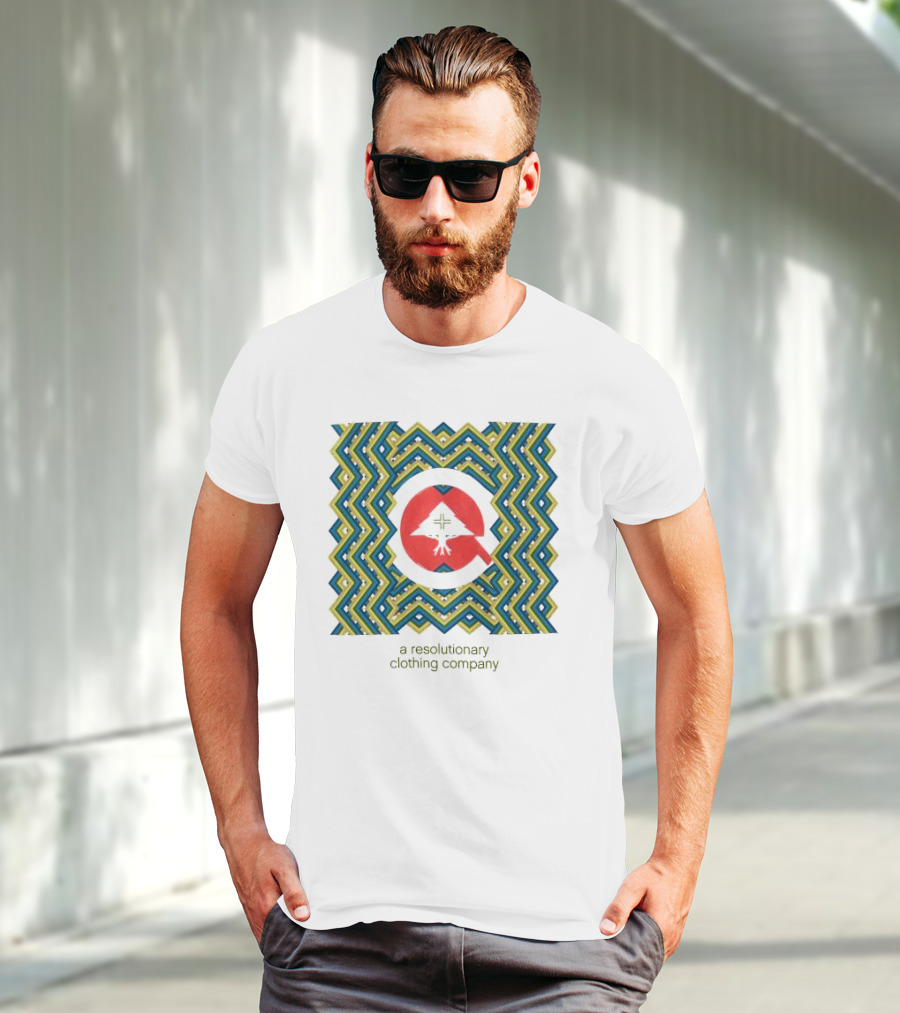 Tribesmen Cycle A Resolutionary Clothing Company Bold Geometric Pattern With Red White T-Shirt