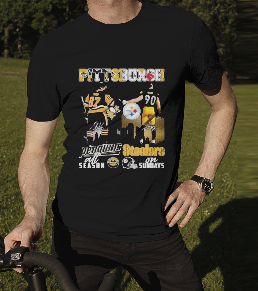 Pittsburgh Penguins All Season Steelers On Sundays Hockey Football Pride T-Shirt