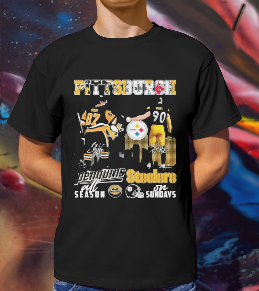 Pittsburgh Penguins All Season Steelers On Sundays Hockey Football Pride T-Shirt