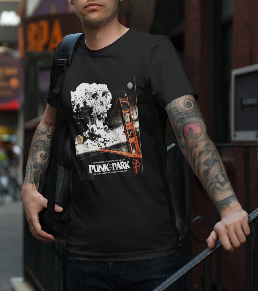 Punk In The Park San Francisco May 3 2025 Golden Gate Explosive Skull Event T-Shirt