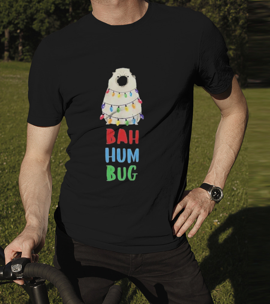 Vito The Pug Bah Hum Bug Christmas Lights Wrapping T-Shirt