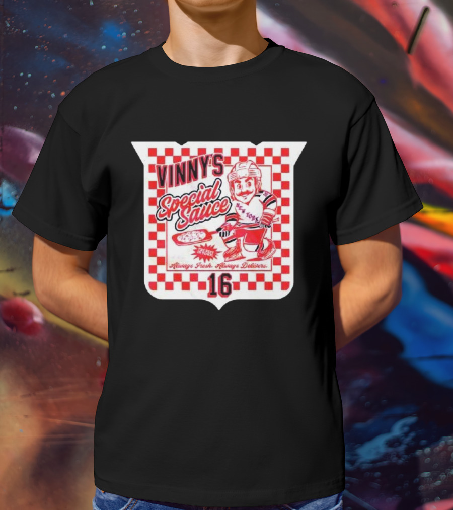 Vinny's Special Sauce Always Fresh Always Delivers New York Hockey 16 T-Shirt