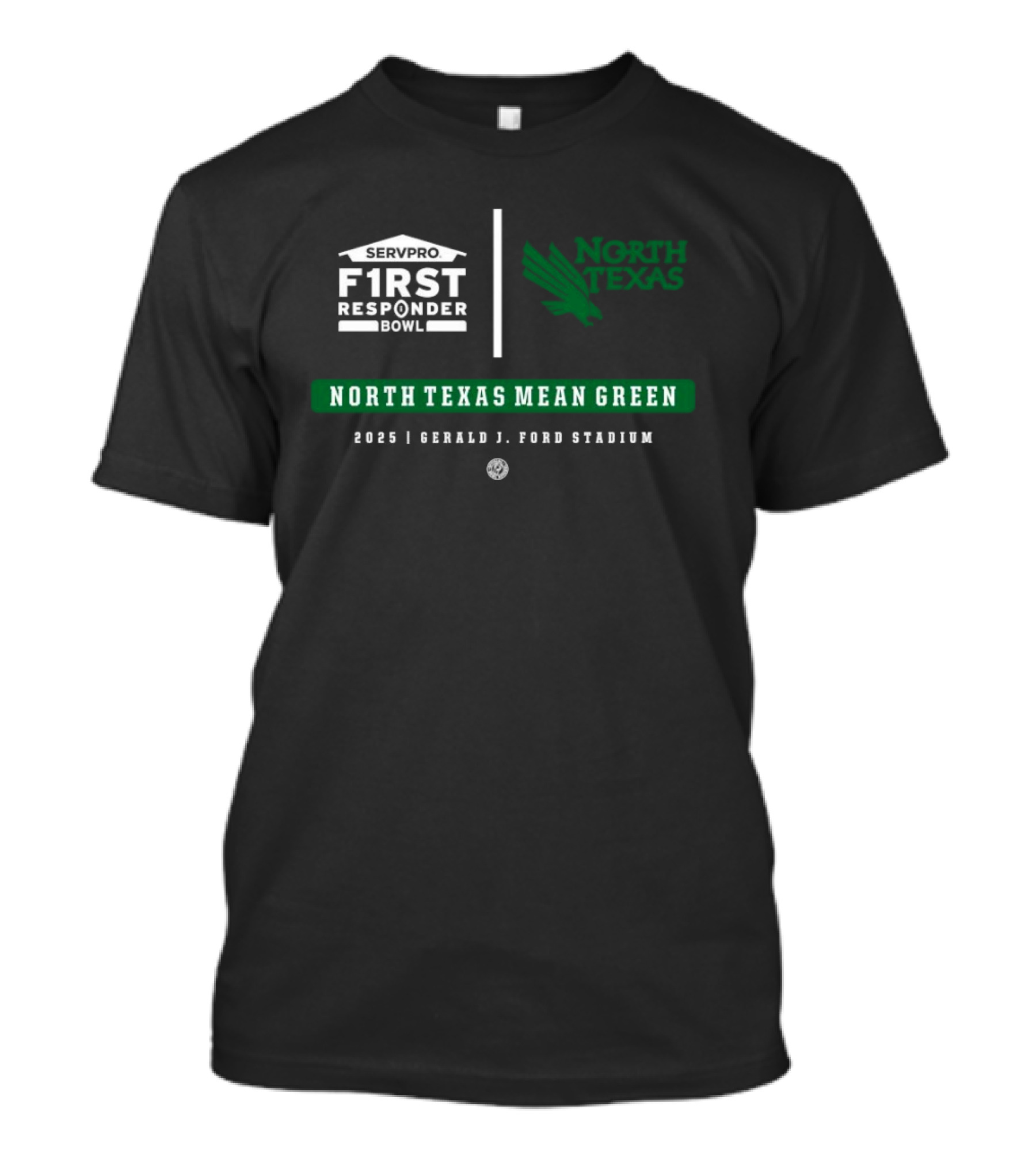 North Texas Mean Green Servpro First Responder Bowl 2025 Gerald J Ford Stadium Event T-Shirt