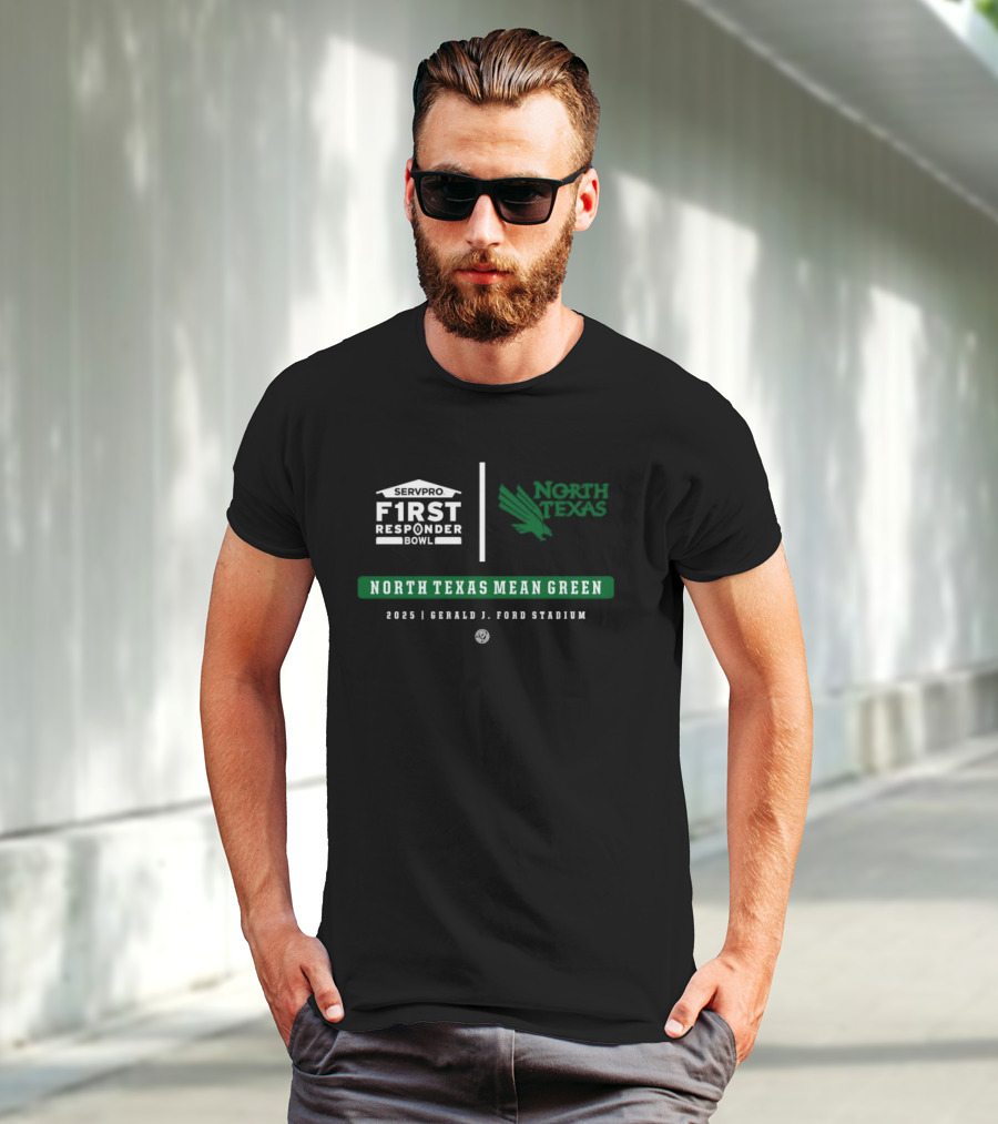North Texas Mean Green Servpro First Responder Bowl 2025 Gerald J Ford Stadium Event T-Shirt