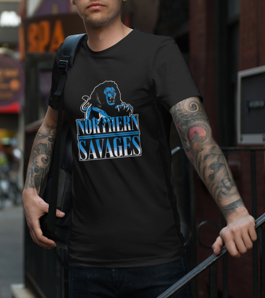 NORTHERN SAVAGES Roaring Blue Lion Emblem T-Shirt