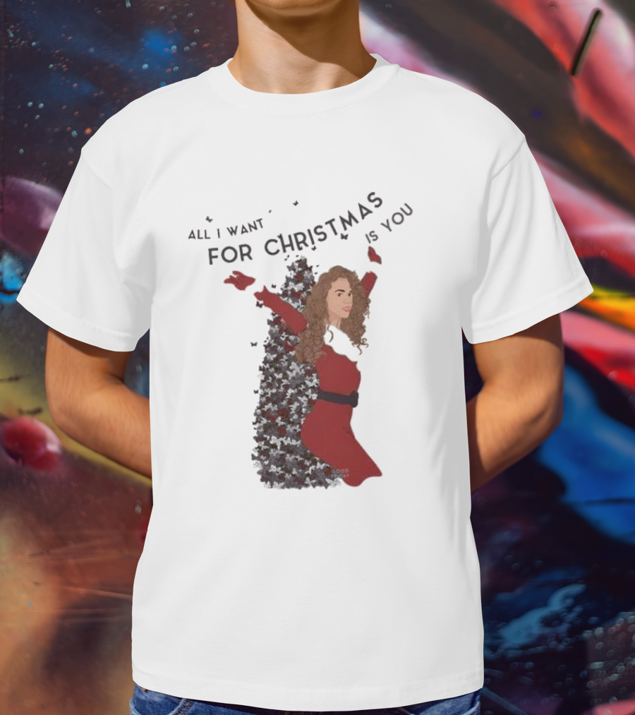 All I Want For Christmas Is You Mariah Carey Butterfly Holiday T-Shirt