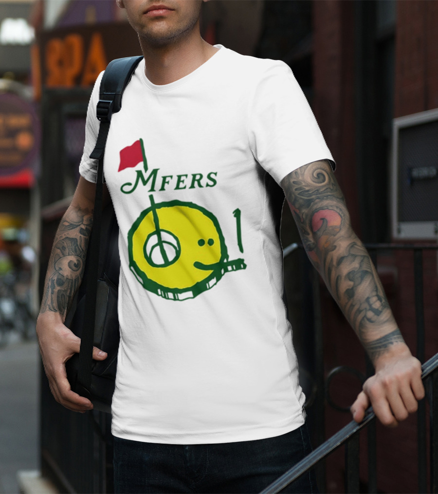 Mfers Sartosh Pitito Golf Flag Yellow Face T-Shirt