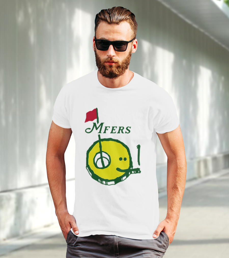 Mfers Sartosh Pitito Golf Flag Yellow Face T-Shirt