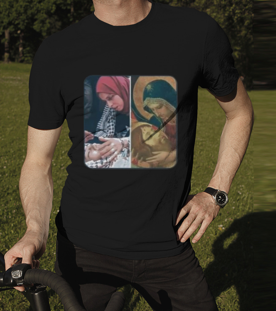 Icon Gaza Hamas Pietà Juxtaposition T-Shirt