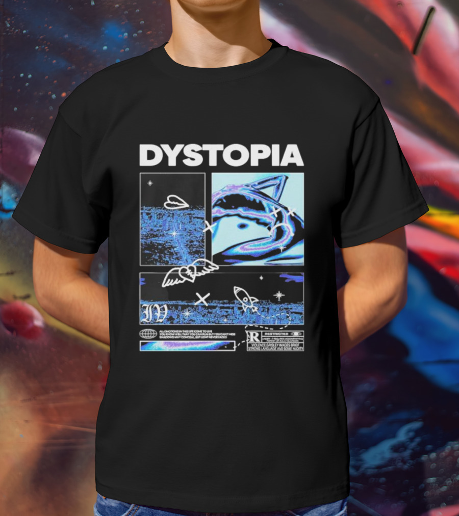 Dystopia Ivoxygen All Emotions In Ties Life Come To Live Shadows May Conceal But Light Never Fades Restricted T-Shirt