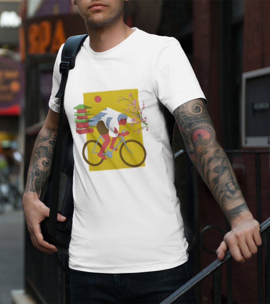 Cdawgva Cycling Pagoda Sakura Japan T-Shirt