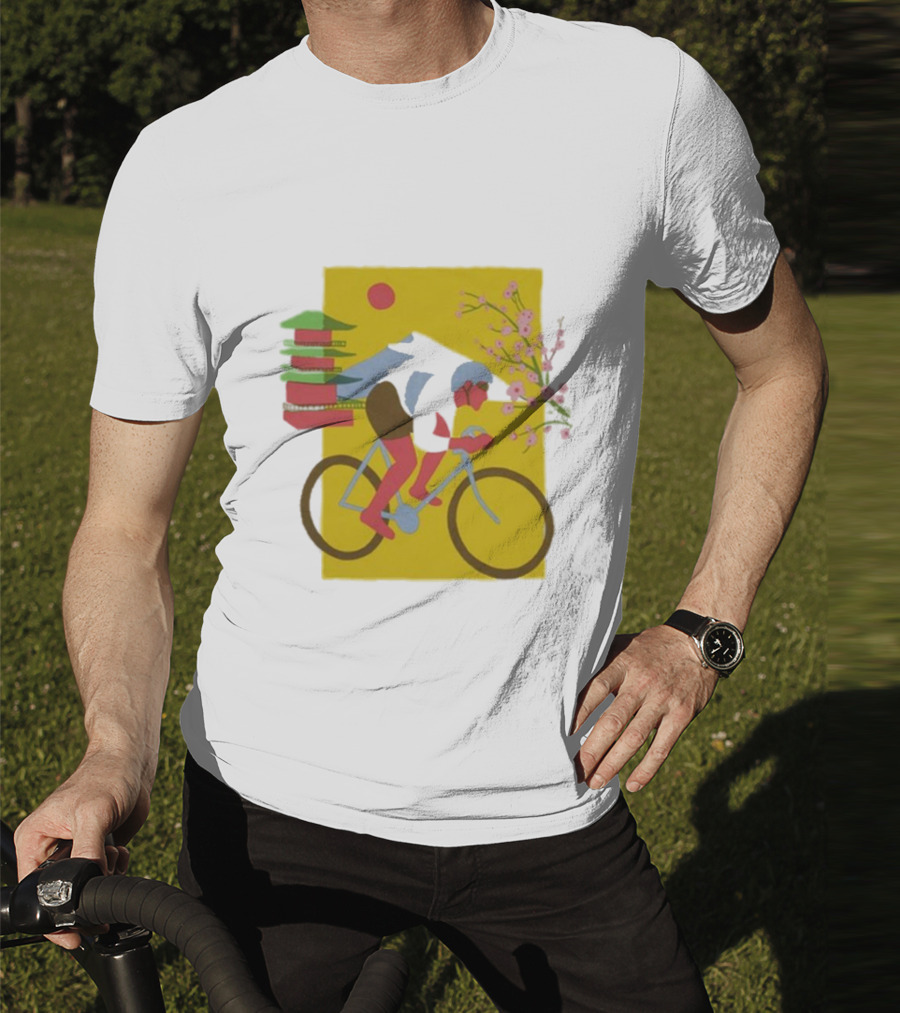 Cdawgva Cycling Pagoda Sakura Japan T-Shirt
