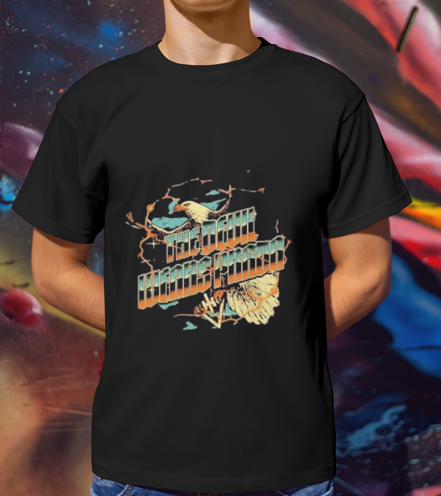 The Devil Wears Prada Bald Eagle Electric Orange And Blue T-Shirt