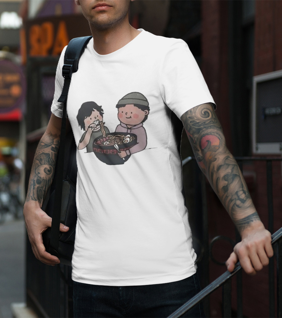 Slushy Noobz Noodles Fun Cartoon Characters Eating Ramen Bowl T-Shirt