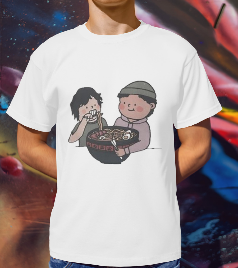 Slushy Noobz Noodles Fun Cartoon Characters Eating Ramen Bowl T-Shirt