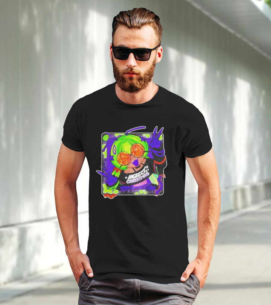 Insect Christmas Neon Peace Alien Vibes T-Shirt