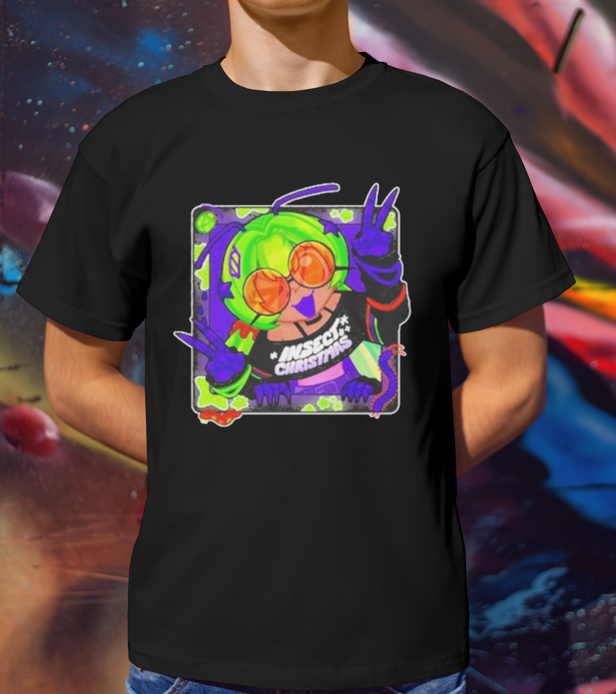 Insect Christmas Neon Peace Alien Vibes T-Shirt