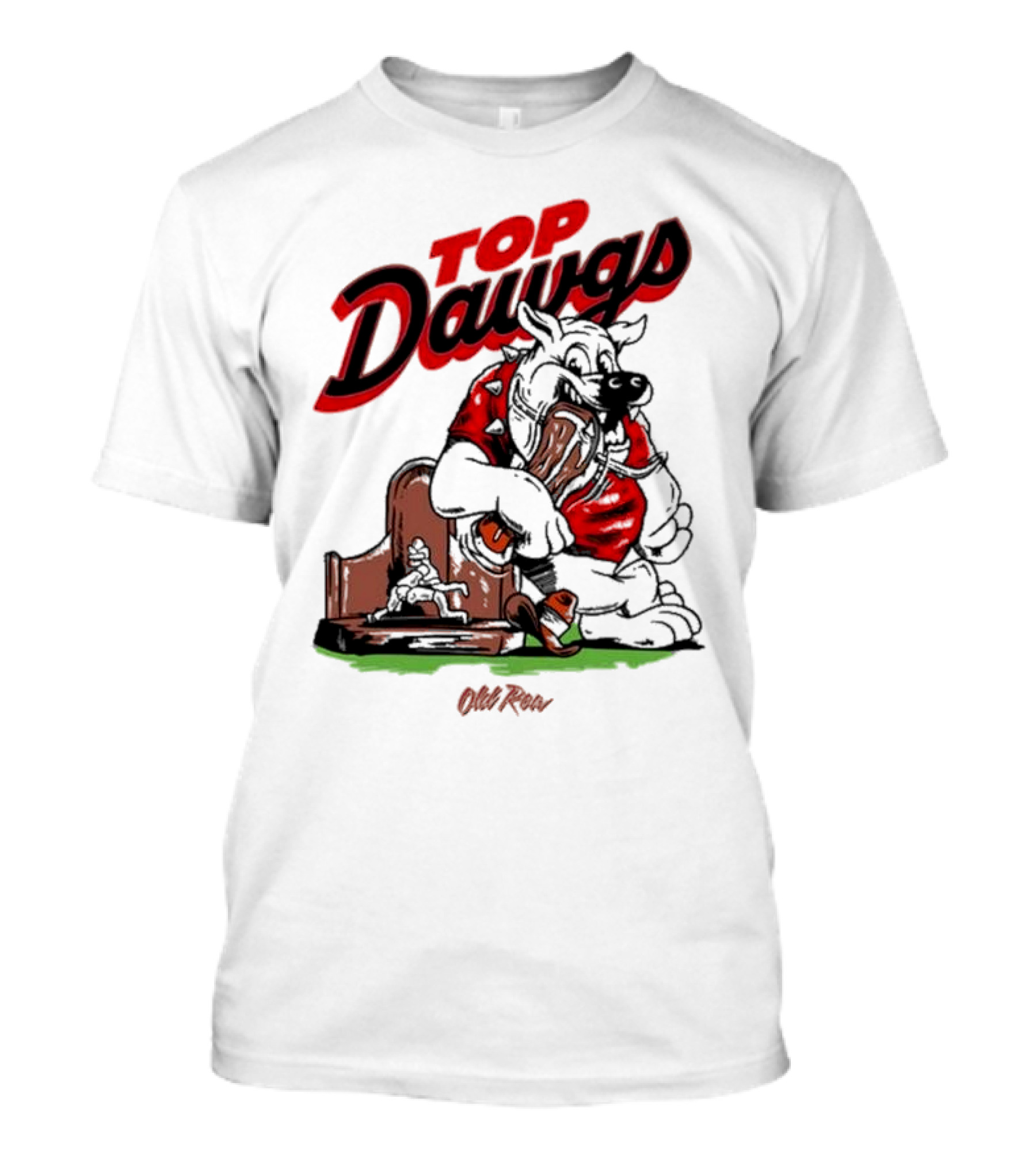 Top Dawgs Old Row Bulldog Eating Trophy Image T-Shirt