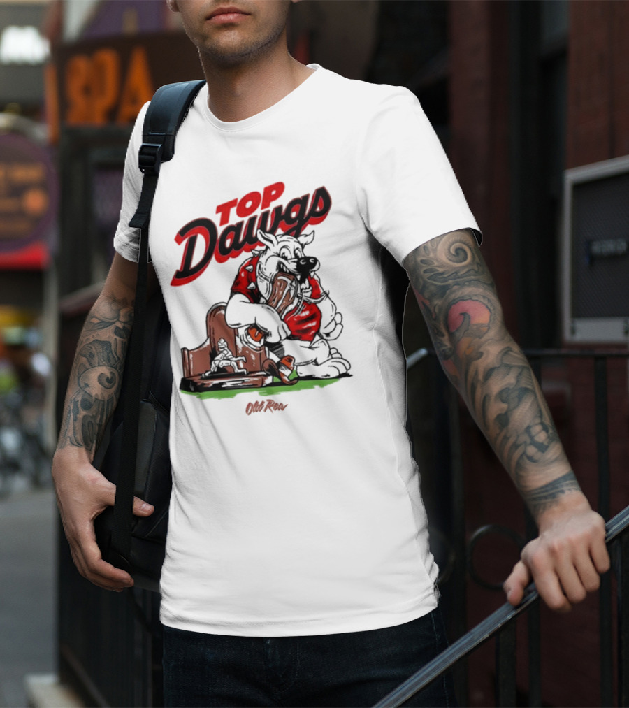 Top Dawgs Old Row Bulldog Eating Trophy Image T-Shirt