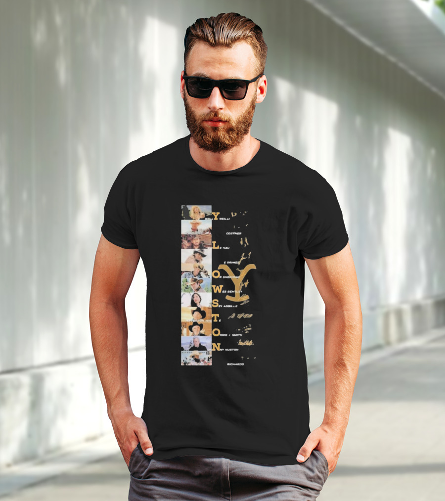 Yellowstone Cast Vertical Collage With Names And Signature Elements T-Shirt