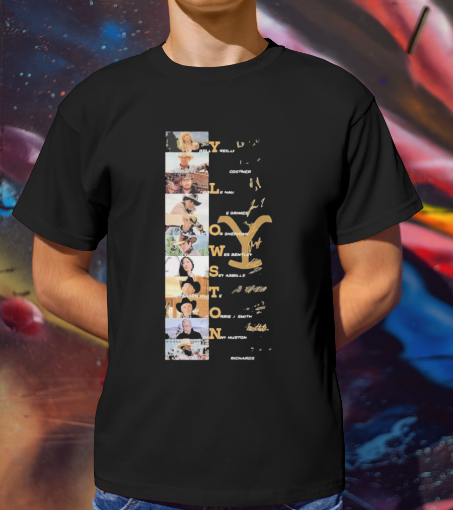 Yellowstone Cast Vertical Collage With Names And Signature Elements T-Shirt