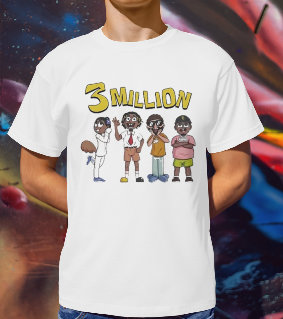 Daydrian Harding 3 Million Subscribers Celebration With Cartoon Characters T-Shirt