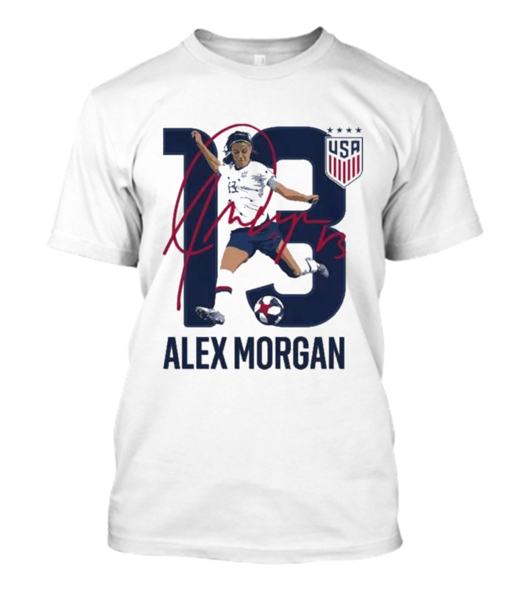 USA Alex Morgan 13 Signature Soccer Player With USA T-Shirt