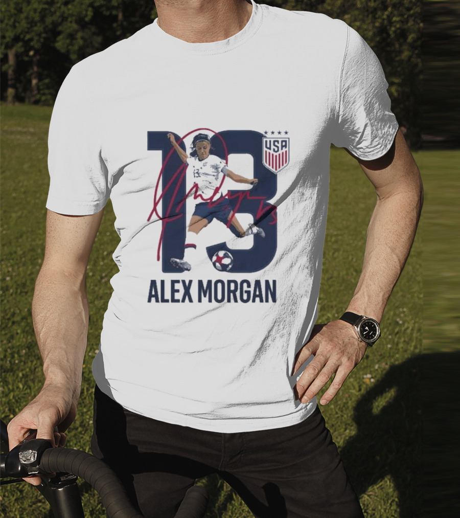 USA Alex Morgan 13 Signature Soccer Player With USA T-Shirt