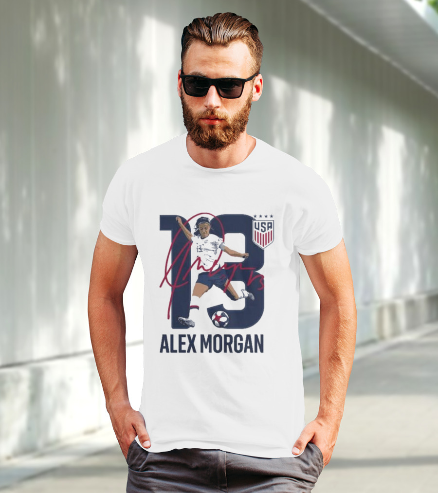USA Alex Morgan 13 Signature Soccer Player With USA T-Shirt