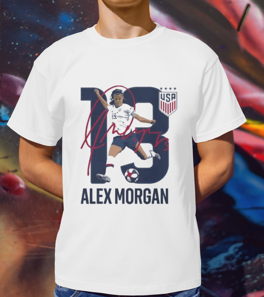 USA Alex Morgan 13 Signature Soccer Player With USA T-Shirt