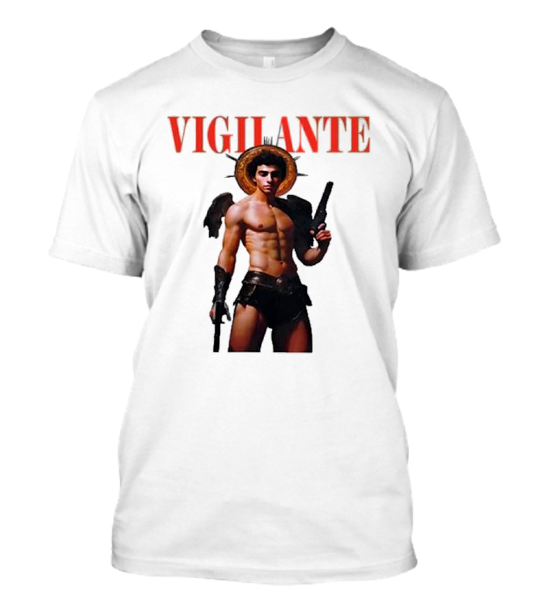 Vigilante Angelic Warrior With Wings And Guns T-Shirt