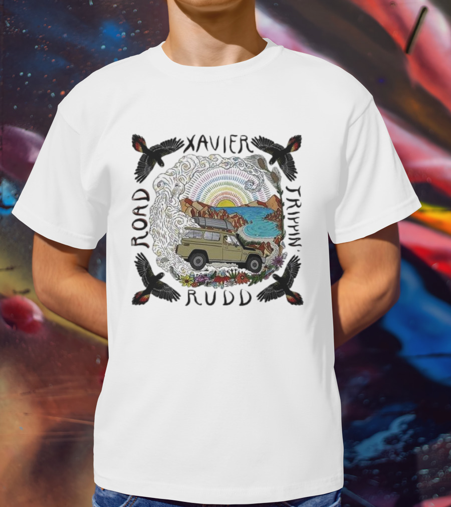 Xavier Rudd Road Trippin’ Sandstone Land Rover Beach Art With Birds T-Shirt