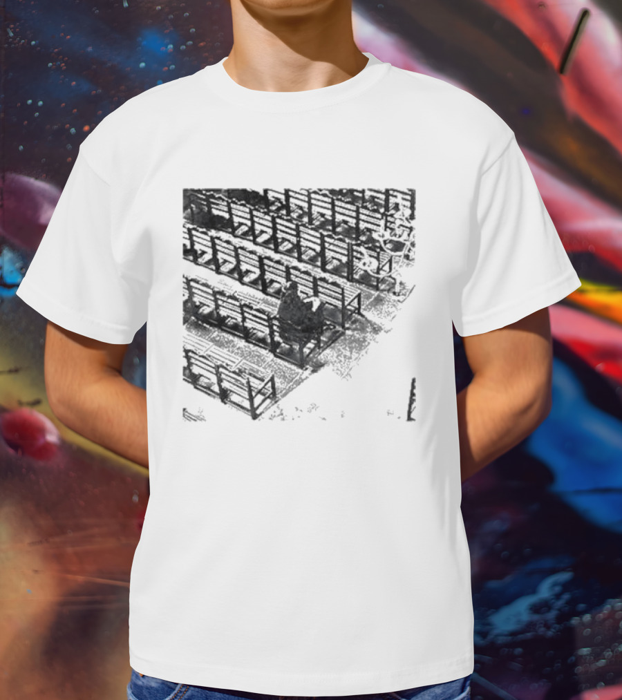 Zarathustra Denisa-St Bernadette Church Pew Monochrome T-Shirt