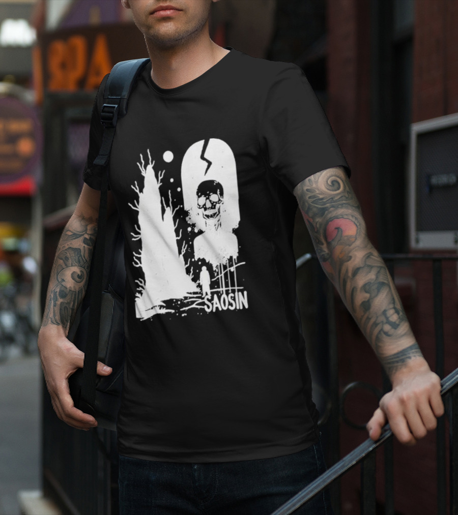 Saosin Over Skeleton Skull And Tree T-Shirt