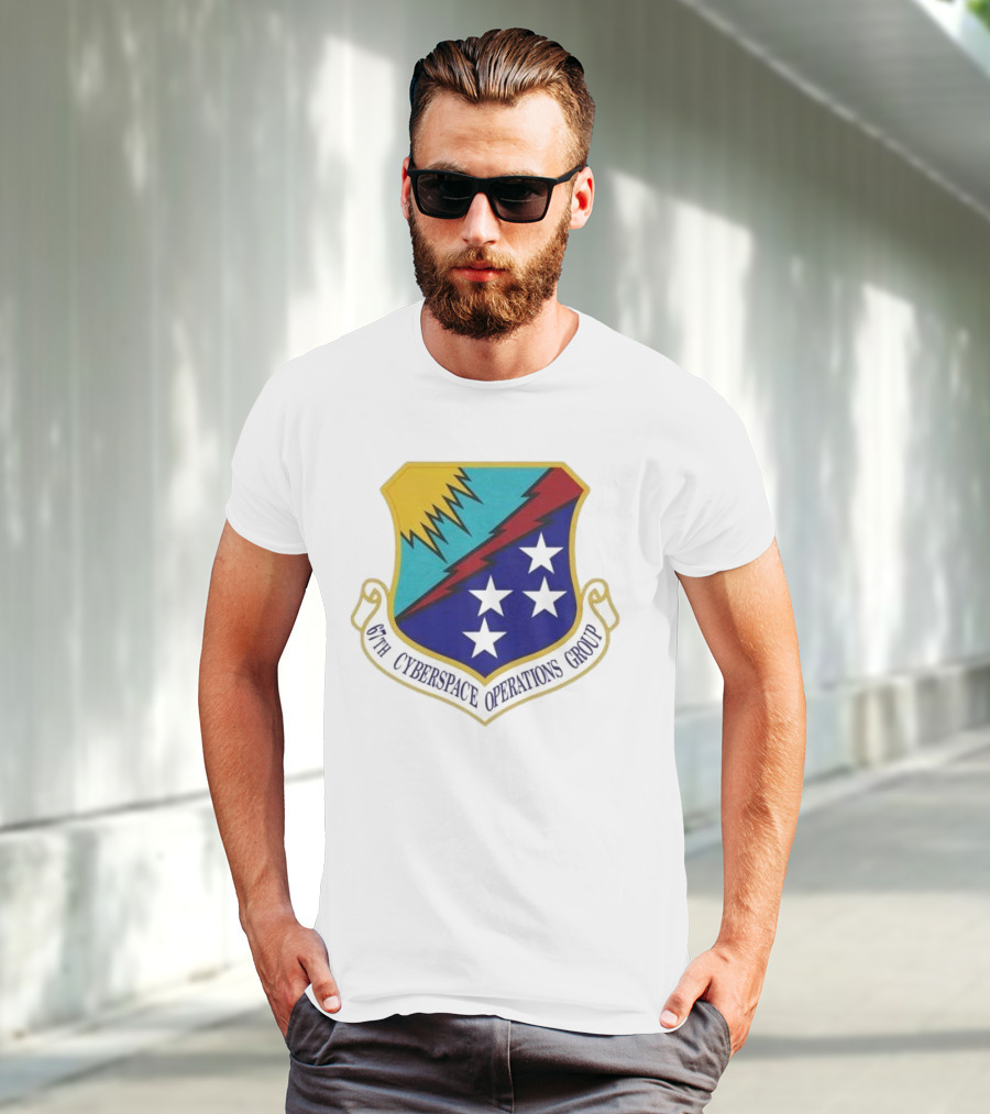67th Cyberspace Operations Group Emblem With Stars And Lightning Bolt T-Shirt