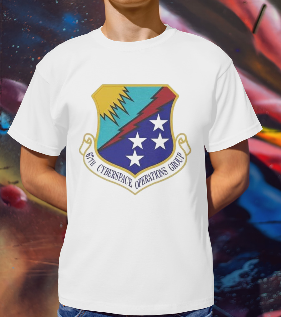 67th Cyberspace Operations Group Emblem With Stars And Lightning Bolt T-Shirt