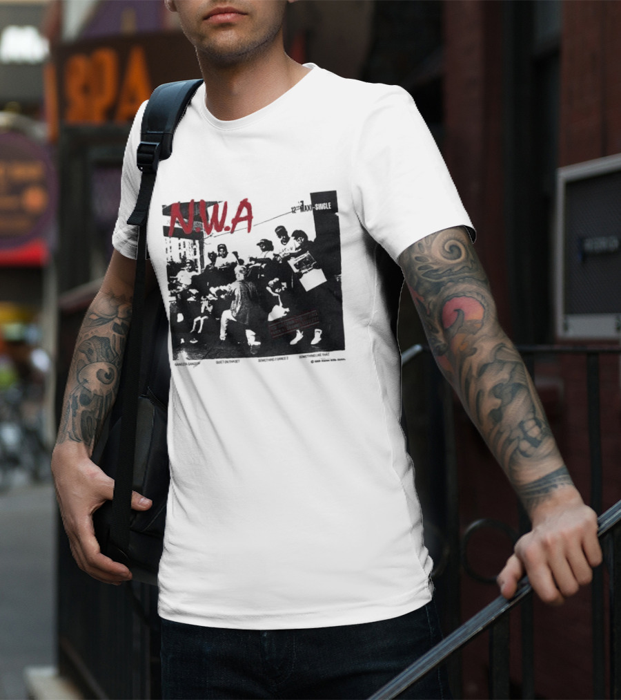 N.W.A 1988 Gangsta Gangsta Maxi-Single 12 Inch Quiet On Tha Set Compton Rap Music T-Shirt