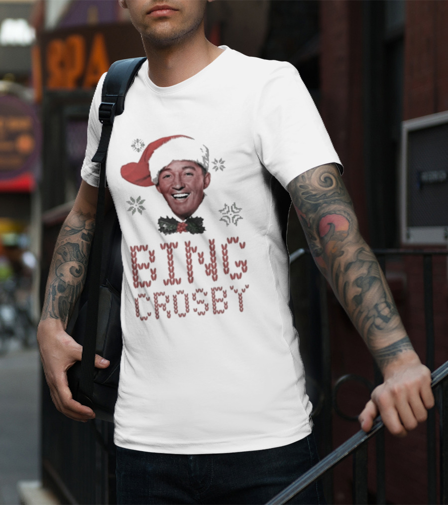 Bing Crosby Jolly Christmas Santa Hat Smiling Face T-Shirt