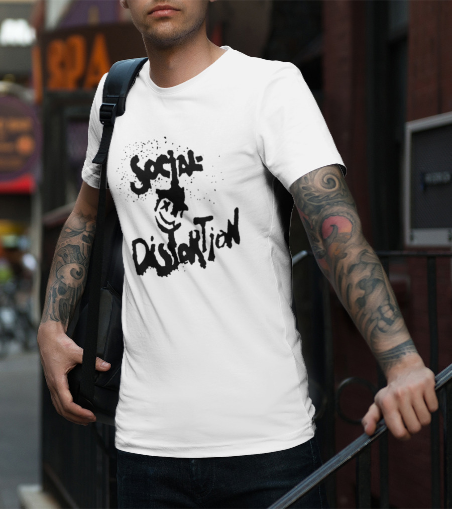 Social Distortion Smiley Logo Black Splatter T-Shirt