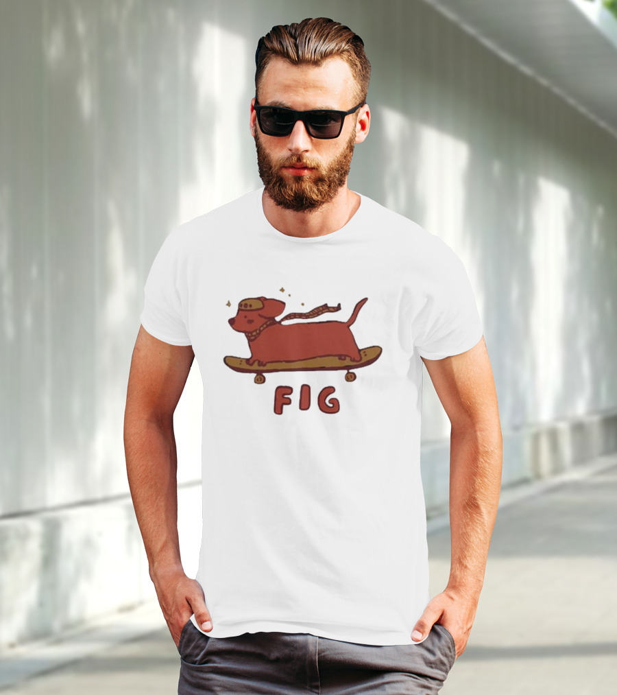 FIG Woof Skateboarding Dog With Hat And Scarf T-Shirt