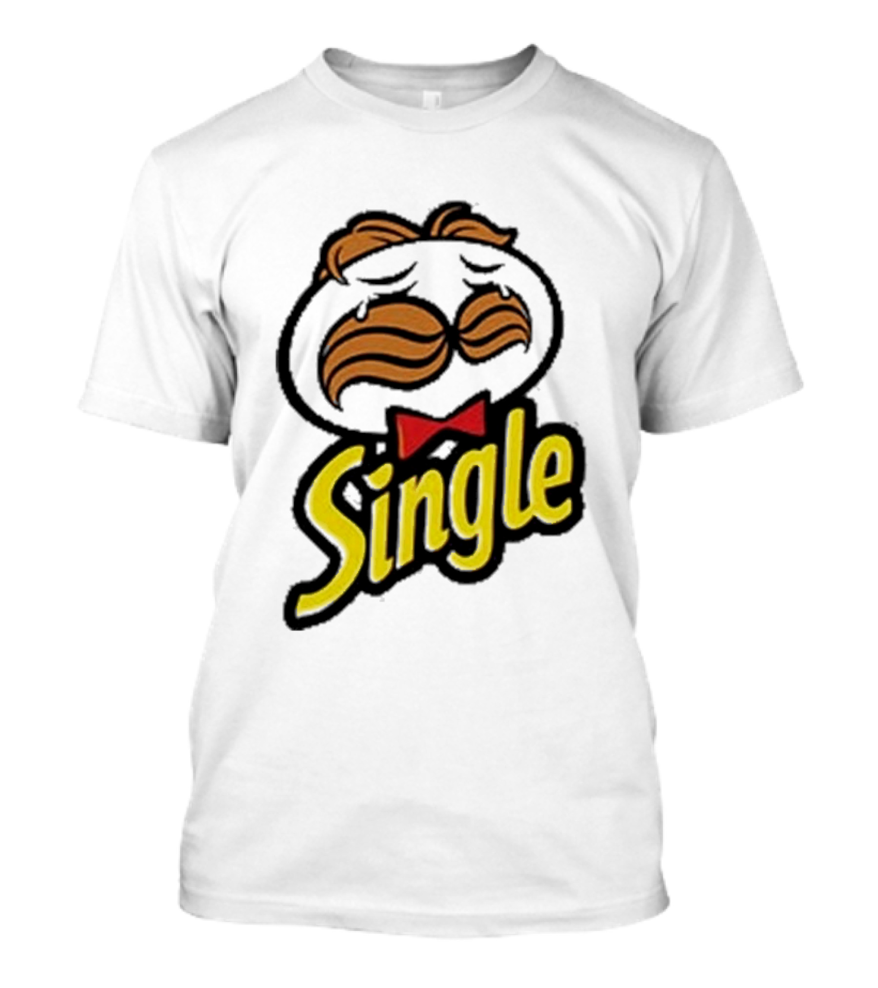 Single Pringle Crying Icon With Mustache And Red Bowtie T-Shirt