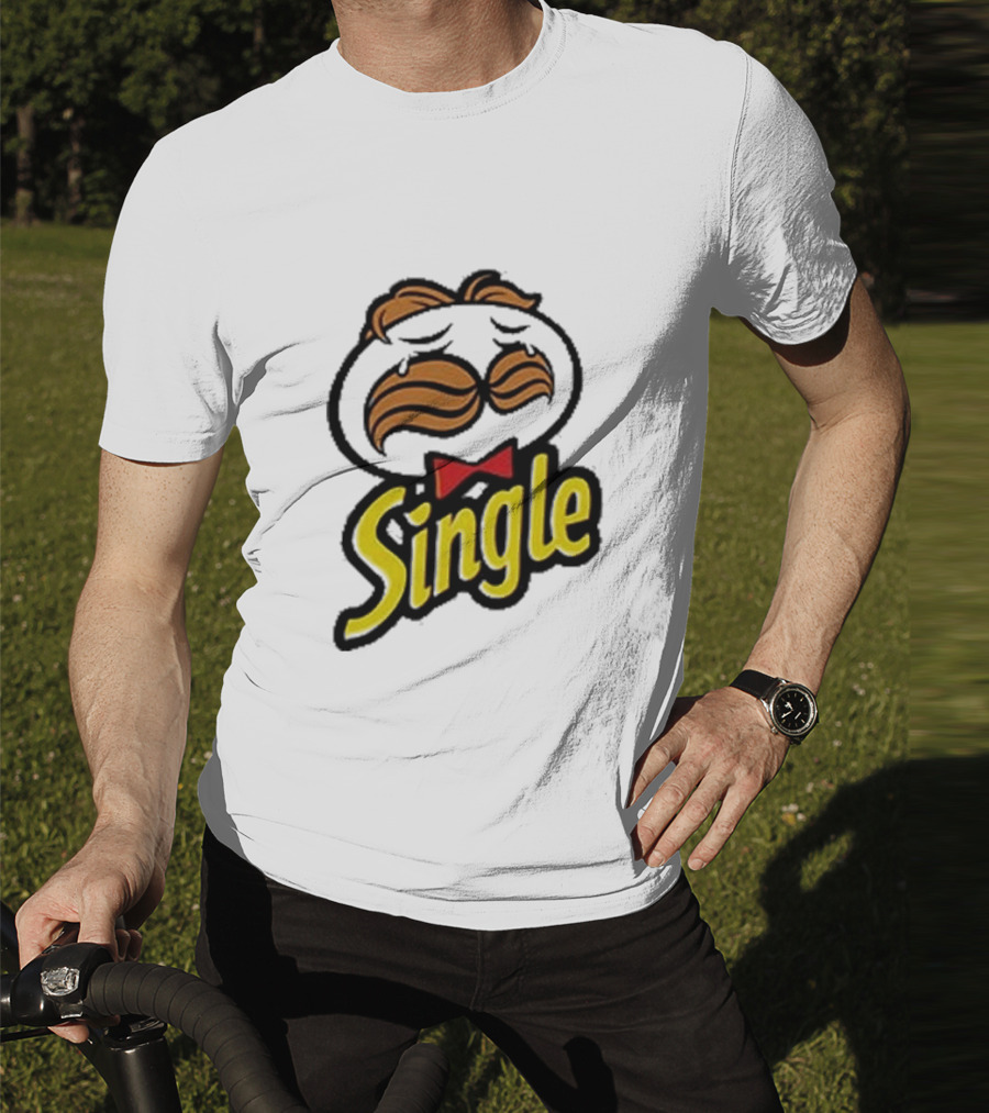 Single Pringle Crying Icon With Mustache And Red Bowtie T-Shirt