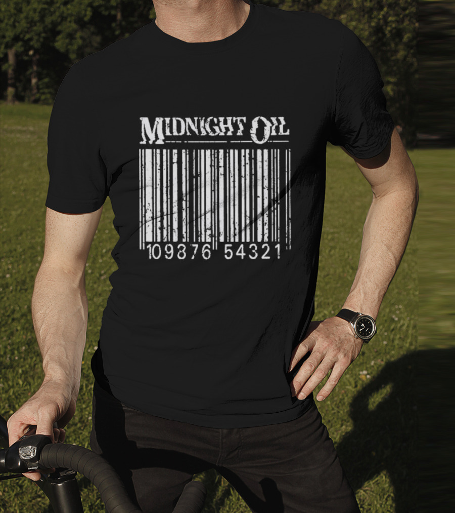 Midnight Oil Barcode 10987654321 Sporty Comfortable T-Shirt