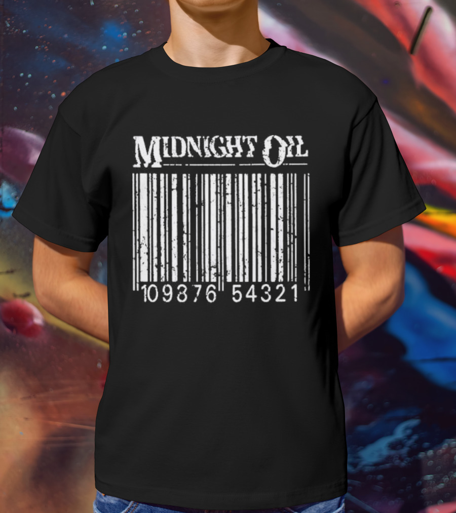 Midnight Oil Barcode 10987654321 Sporty Comfortable T-Shirt