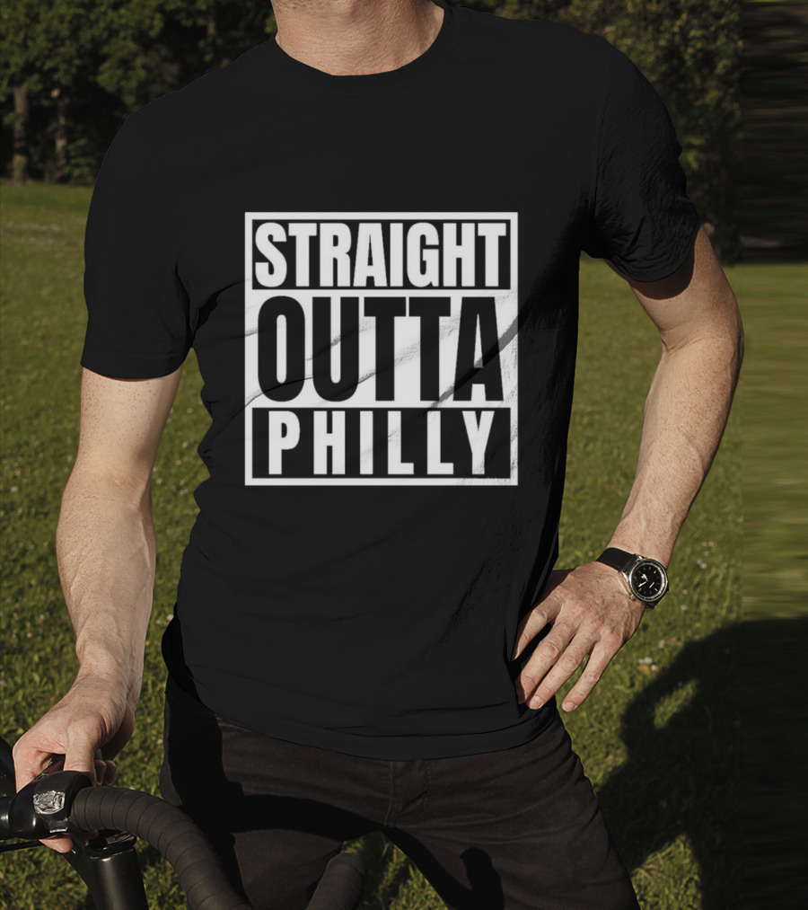 Straight Outta Philly Black White Bold Text Box T-Shirt