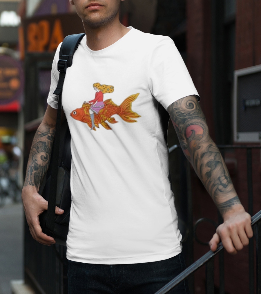 Kate Bollinger Riding Goldfish Retro Style Motif T-Shirt