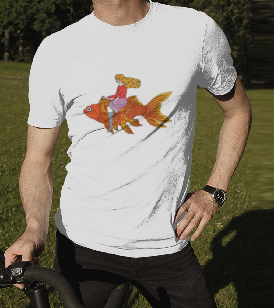 Kate Bollinger Riding Goldfish Retro Style Motif T-Shirt