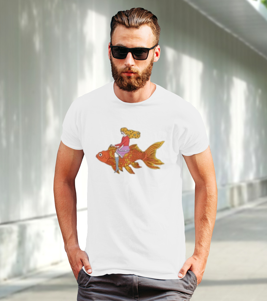 Kate Bollinger Riding Goldfish Retro Style Motif T-Shirt