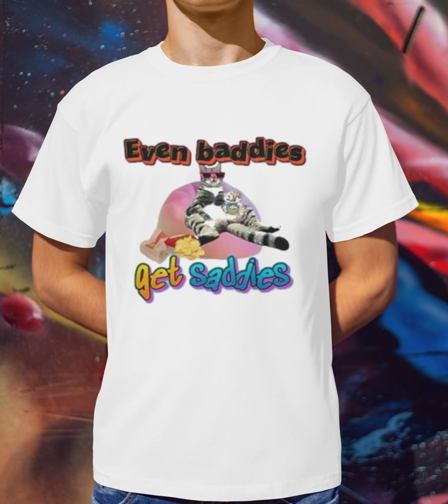 Even Baddies Get Saddies Cat Potato Chips Funny Ryan Primer T-Shirt